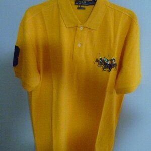 NWT POLO RALPH LAUREN CUSTOM SLIM FIT TRIPLE-PONY POLO SHIRT - YELLOW - MEDIUM